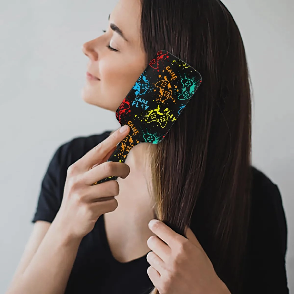 Video Game Hair Brush for Kids Girls Boys, Wet Dry Detangling Hair Brush Soft Bristle Hair Brushes Paddle Hairbrush for All Hair Types Women Men