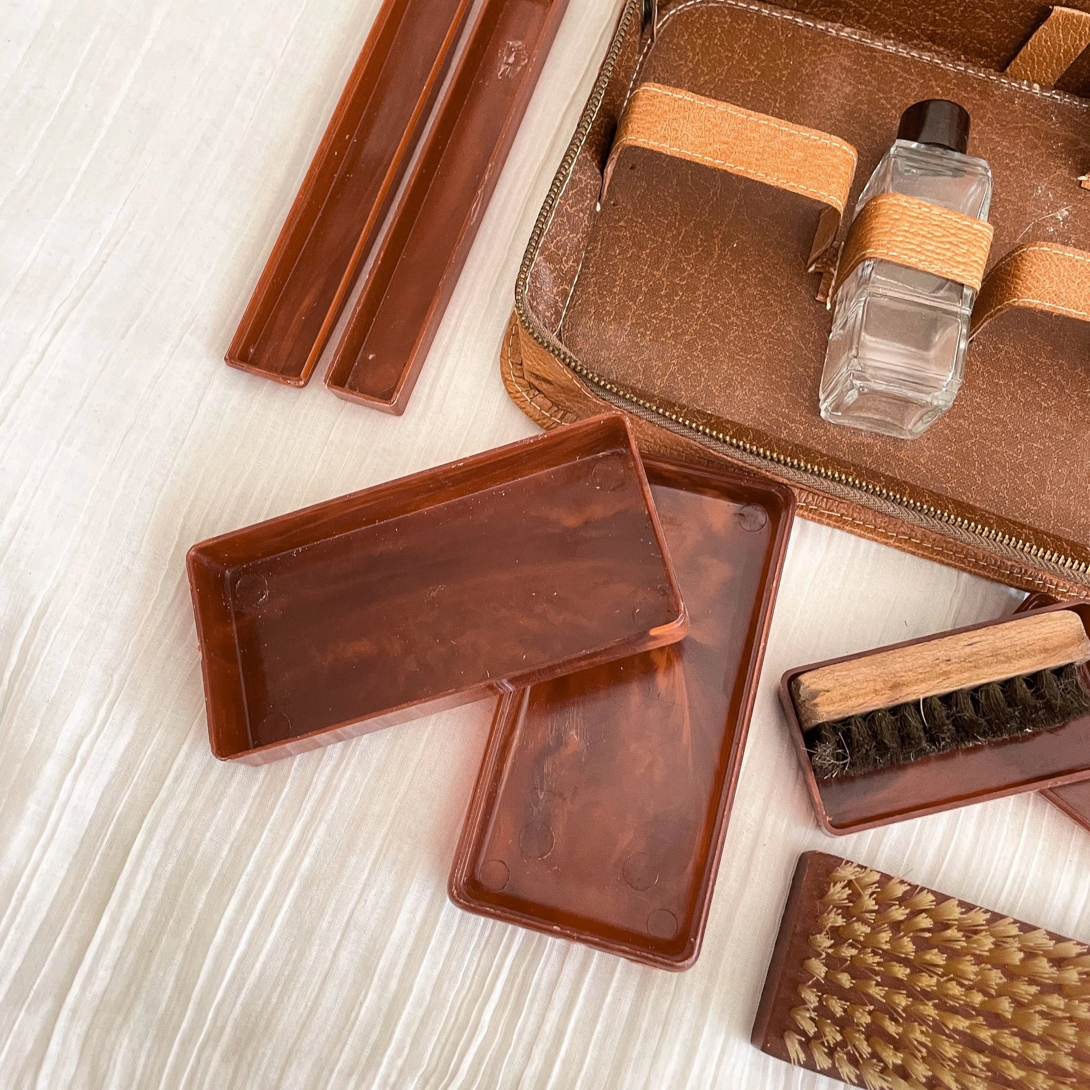 Vintage MCM Leather Mens Grooming Travel Kit, Dopp Toiletries Case