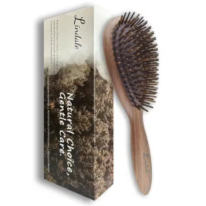 Walnut Wooden Hair Brush for Hair Growth with Natural Walnut Bristles Detangler Paddle Hairbrush for Massaging Scalp for Women Men, Reduces Static for Curly Hair with Ergonomic Handle