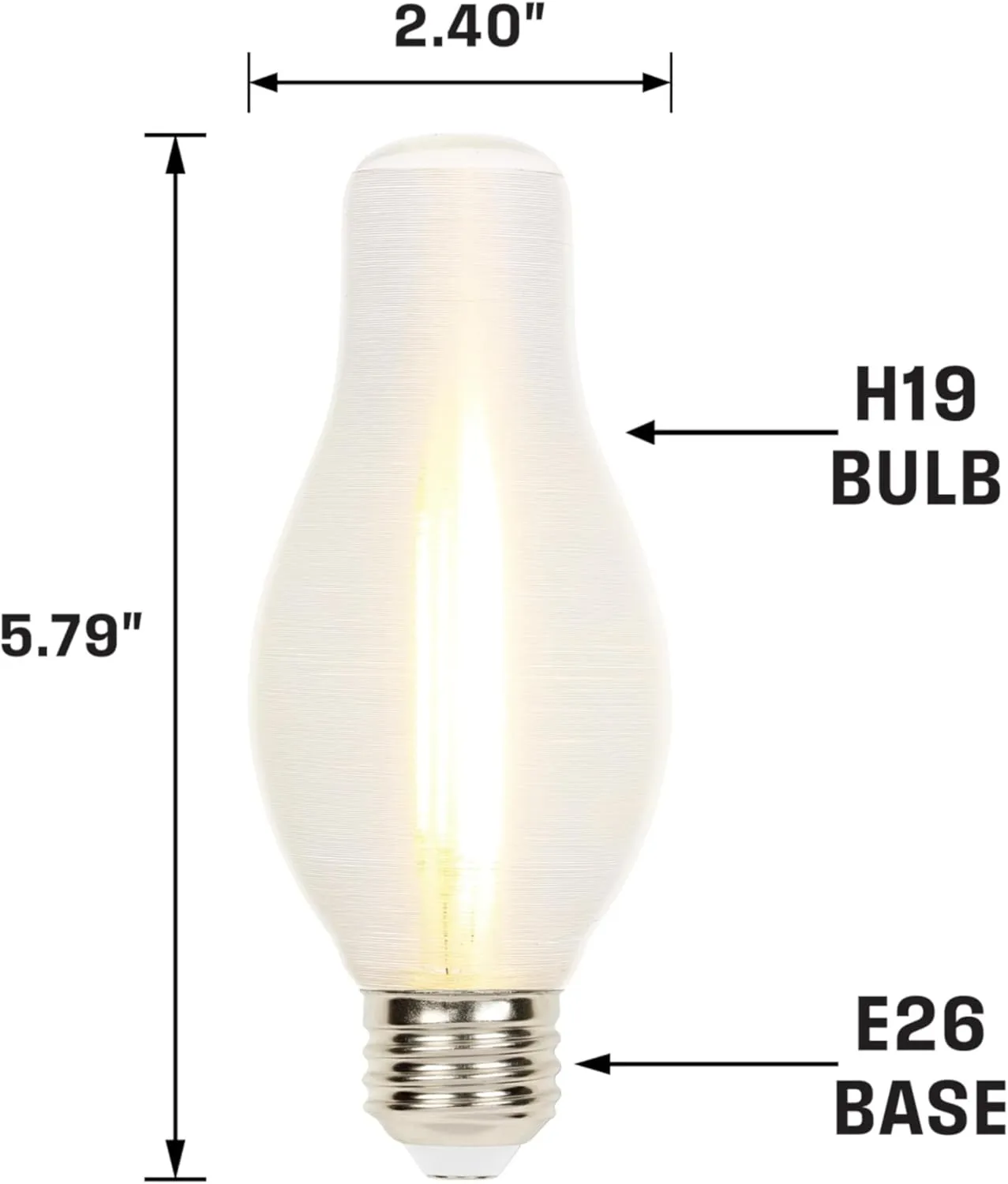 Westinghouse 5276020 6.5 Watt (60 Watt Equivalent) Glowescent H19 Dimmable Clear Spun-Satin LED Light Bulb, Medium Base, 6 Pack