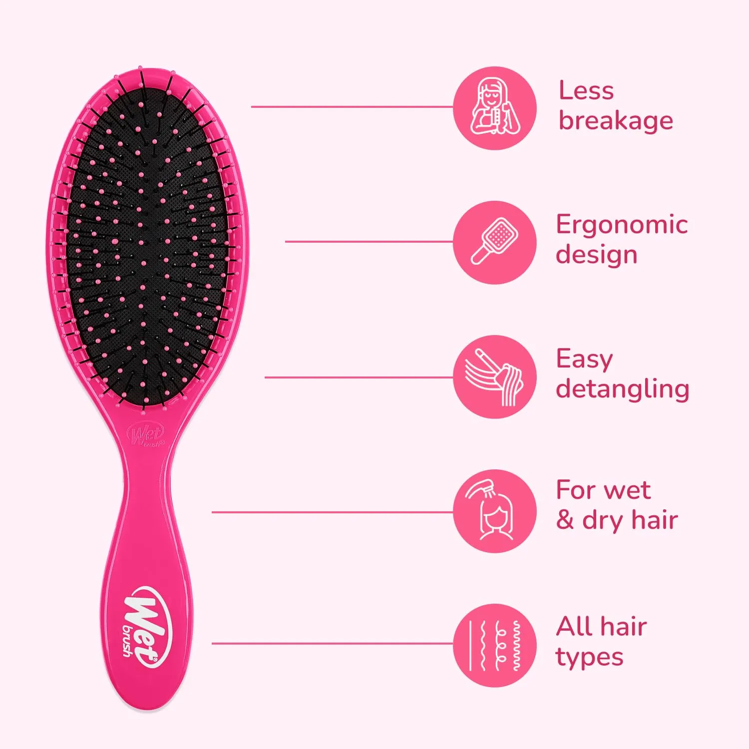 Wet Brush Detangling Brush, Original Detangler (Pink & Purple, 2 Pack), Wet & Dry Tangle-Free Hair Brush for Women & Men, No Tangle, Soft and Flexible Bristles for Straight, Curly and Thick Hair