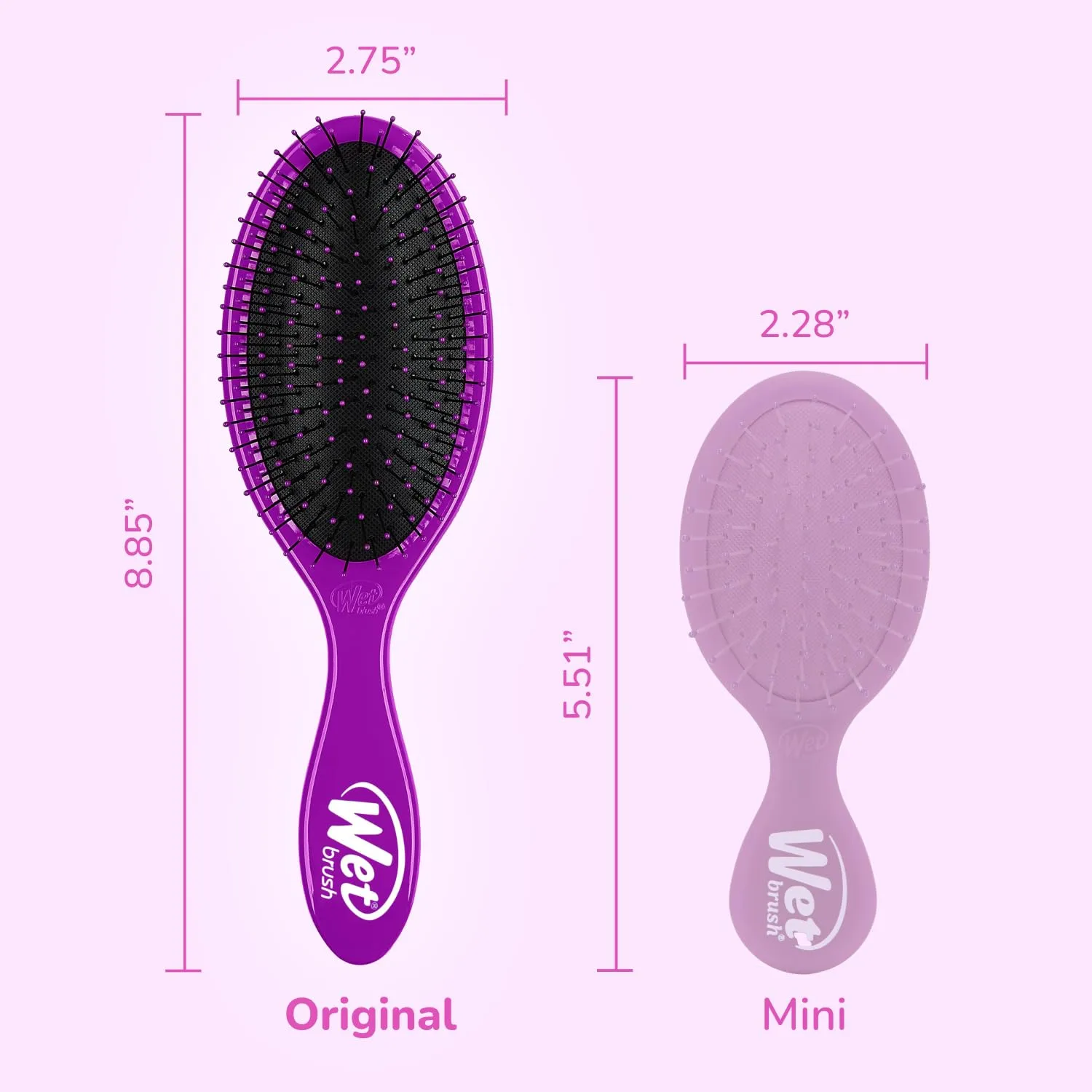 Wet Brush Detangling Brush, Original Detangler (Pink & Purple, 2 Pack), Wet & Dry Tangle-Free Hair Brush for Women & Men, No Tangle, Soft and Flexible Bristles for Straight, Curly and Thick Hair