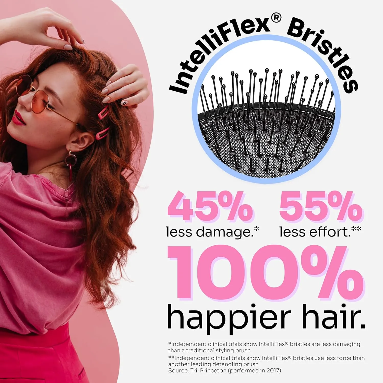 Wet Brush Mini Detangler Hair Brush, Grey (Engineered Nature) - Detangling Travel Hair Brush - Ultra-Soft IntelliFlex Bristles Glide Through Tangles with Ease - Pain-Free - All Hair Types