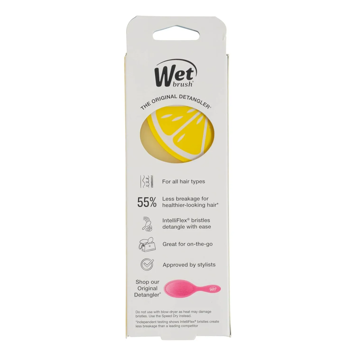 Wet Brush Mini Detangler Hair Brush, Lemon (Tutti Fruity), Detangling Travel Hairbrush, Ultra-Soft IntelliFlex Bristles Glide Through Tangles with Ease, Pain-Free, All Hair Types, Limited Edition