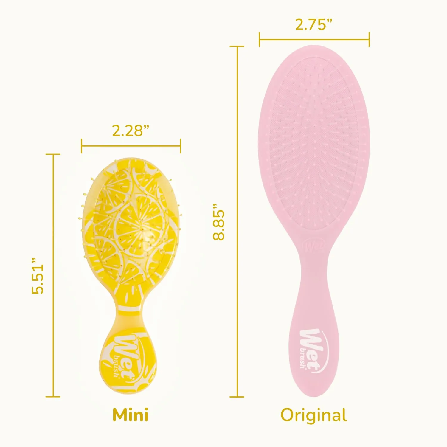 Wet Brush Mini Detangler Hair Brush, Lemon (Tutti Fruity), Detangling Travel Hairbrush, Ultra-Soft IntelliFlex Bristles Glide Through Tangles with Ease, Pain-Free, All Hair Types, Limited Edition
