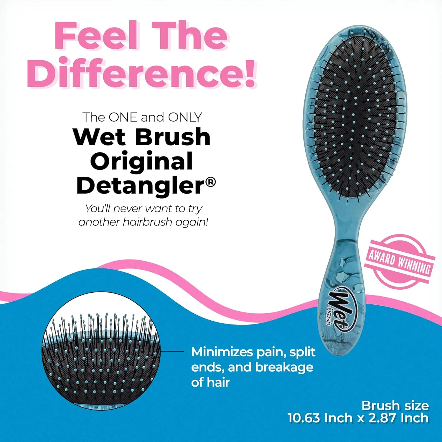 Wet Brush Original Detangler Hair Brush, Arctic Blue - All Hair Types - Ultra-Soft IntelliFlex Detangler Bristles Glide Through Tangles with Ease - Pain-Free Comb for Men & Women