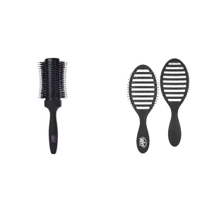 Wet Brush Volumizing Round Brush for Fine to Medium Hair - Salon Blow-Out & Speed Dry Hair-Brush, Black - Vented Design and Ultra Soft HeatFlex Bristles Are Blow Dry Safe