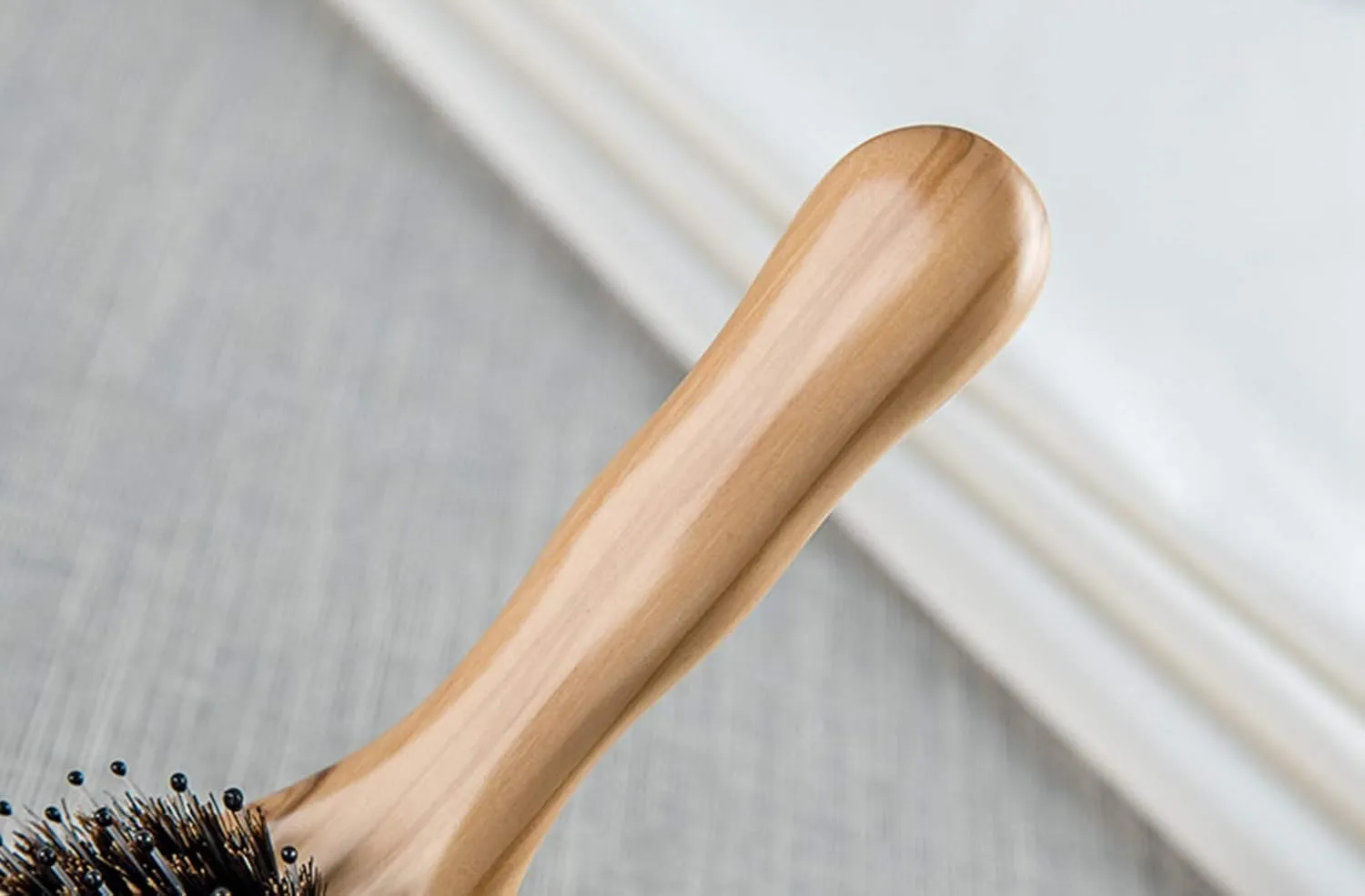 Wild Boar Bristle Hairbrush with Waxed Olive Wood Handle for Styling, Smoothing, Detangling Thick, Thin, Straight, Curly, Wavy, Dry, Damaged Hair to Women, Men, Ladies, Giftbox Included
