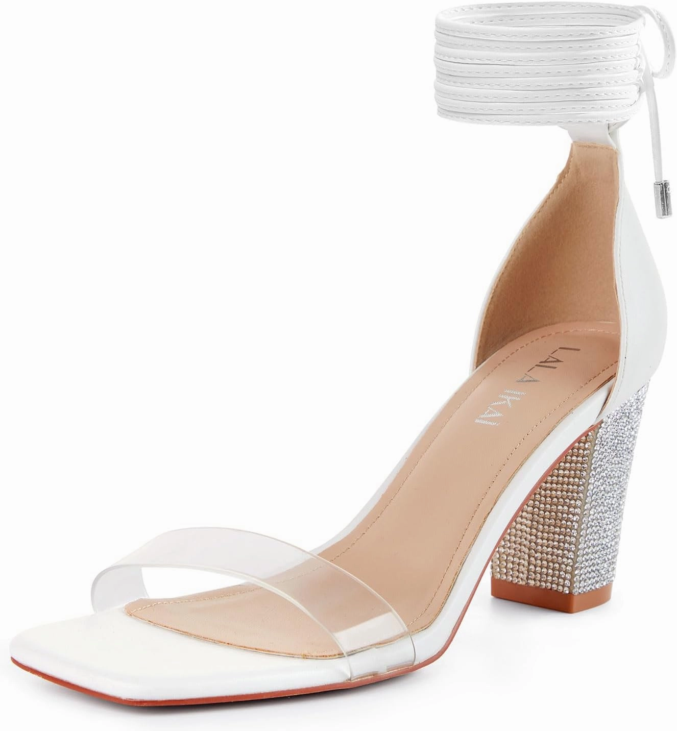 Women's Heels Chunky High Heels Sandals for Women Comfy Open Toe Strappy Rhinestone Heeled White Silver Gold Black Ankle Clear Dress Shoes