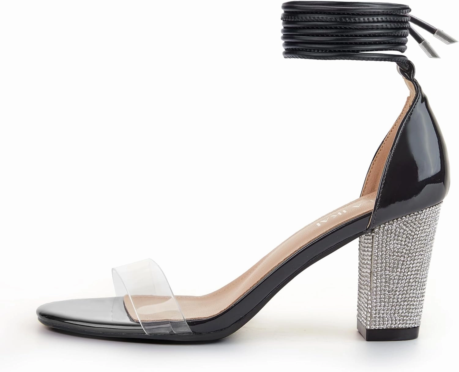 Women's Heels Chunky High Heels Sandals for Women Comfy Open Toe Strappy Rhinestone Heeled White Silver Gold Black Ankle Clear Dress Shoes