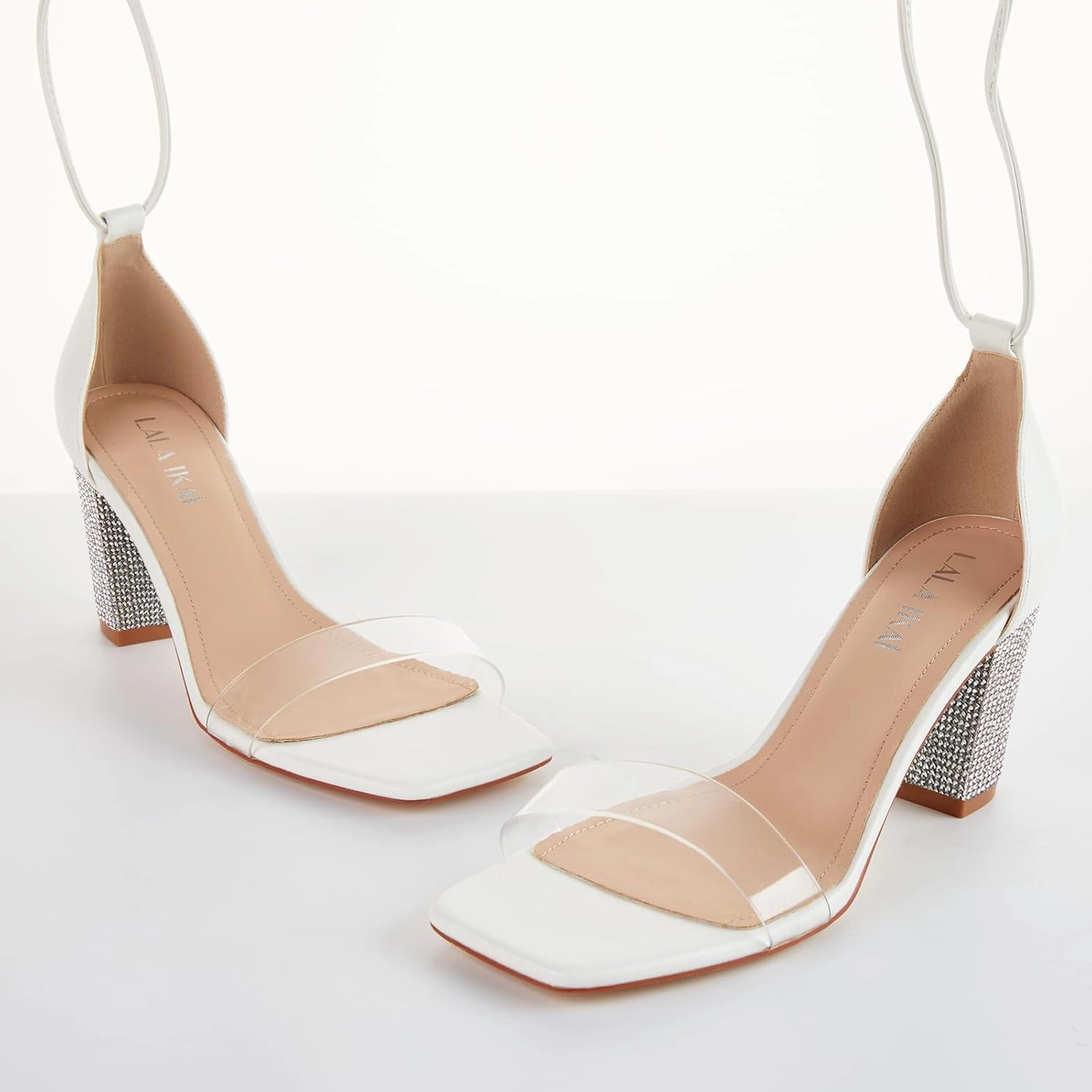 Women's Heels Chunky High Heels Sandals for Women Comfy Open Toe Strappy Rhinestone Heeled White Silver Gold Black Ankle Clear Dress Shoes