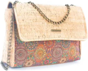 Women's Portuguese Cork Shoulder Bag, Handcrafted, Spacious Interior with Pockets, 10 x 8 x 3 inches