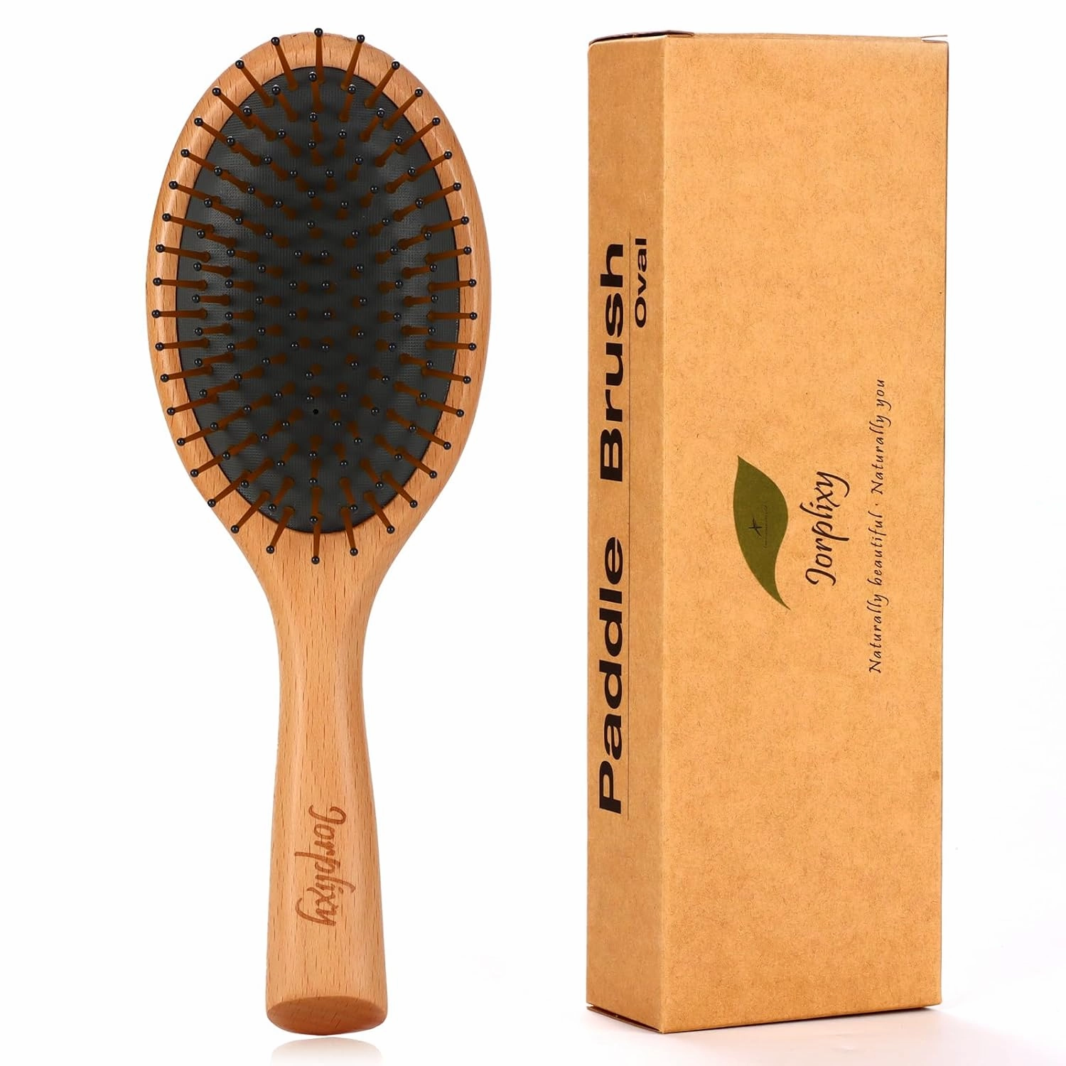 Wooden Paddle Hair Brush with Air Vent Hole for Men & Women, Oval Medium Air Cushion Styler for Thick/Thin/Fine/Curly Hair