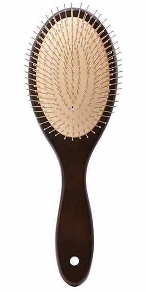 Wooden Paddle Hair Brush with Metal Bristle, Anti-frizz Metal Detangling Brush Styling Hairbrush Comb for Curly Fine Wavy Straight Hair, Scalp Massage Brush, Wet or Dry Use