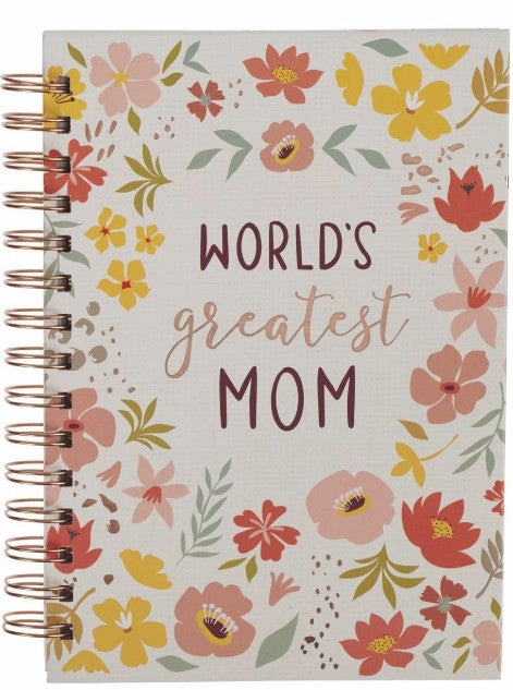 World's Greatest Mom Whimsical Floral Spiral-Journal