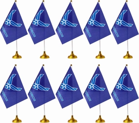WXTWK 12 Pack American USA Air Force Wings Desk Flag Small Mini US Military Table Flags With Stand Base,United States Army Festival Events Celebration Decorations