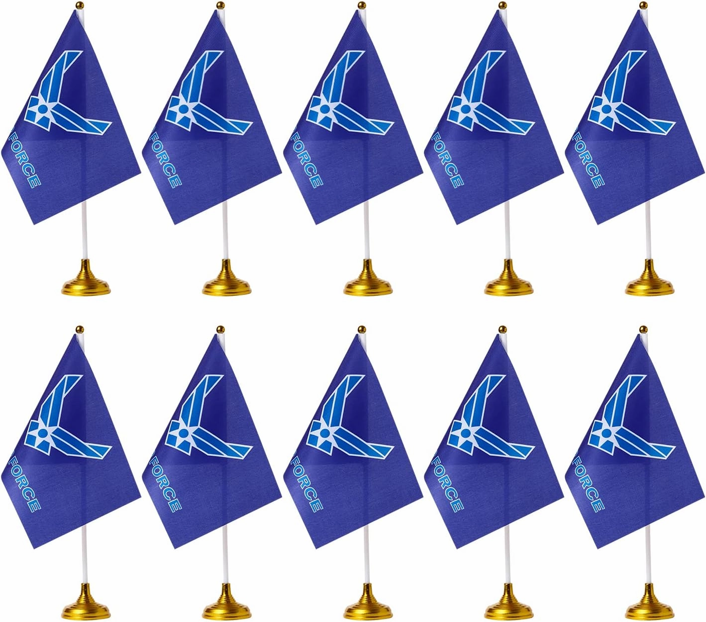 WXTWK 12 Pack American USA Air Force Wings Desk Flag Small Mini US Military Table Flags With Stand Base,United States Army Festival Events Celebration Decorations