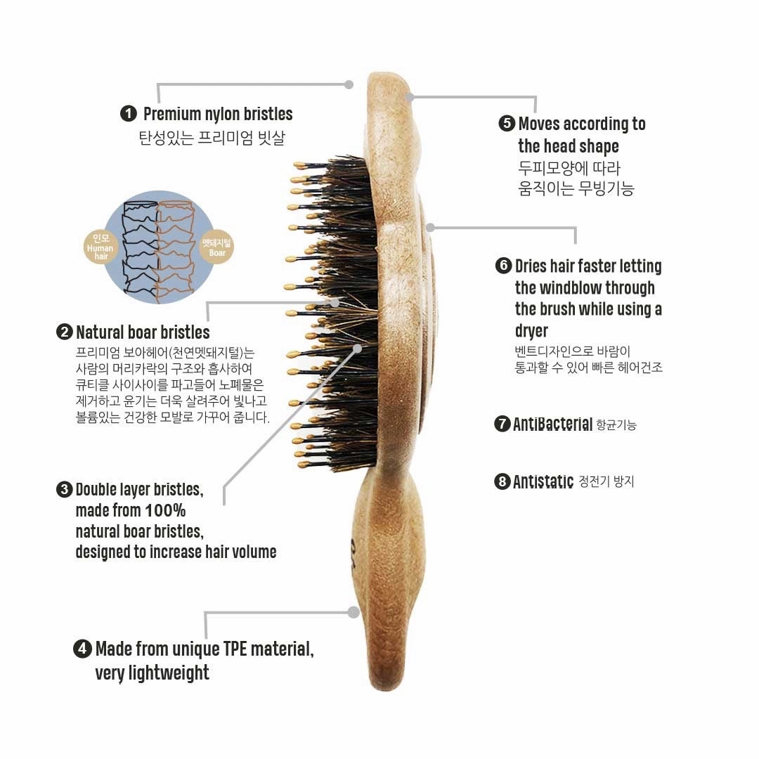 Yao Little Kitty Kids Boar Bristle Kids Brush (Ages 2-6 yo)