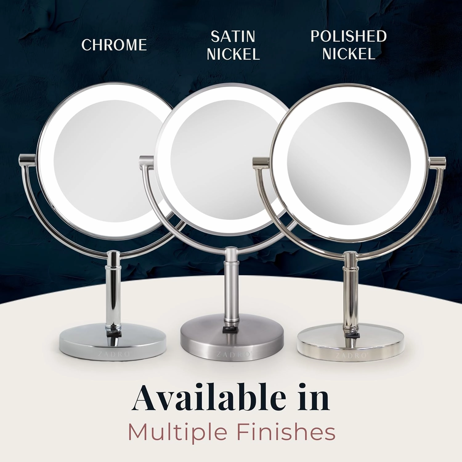 Zadro Laguna 11" LED Lighted Makeup Mirror with Magnification (Large | 15" x 11" | 10X/1X, Satin Nickel)