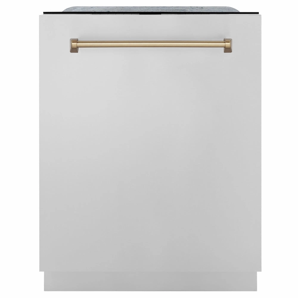 ZLINE Autograph Edition 36 in. Kitchen Package with Stainless Steel Dual Fuel Range, Range Hood, Dishwasher and Refrigeration with Champagne Bronze Accents (4KAPR-RARHDWM36-CB)