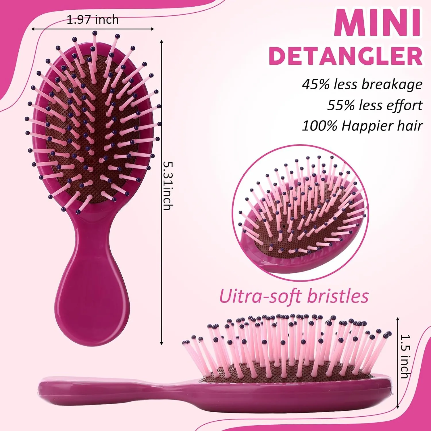 Zopeal 28 Pcs Kids Gift Mini Wet Hair Brush Bulk Girls Graduation Small Pocket Travel Hairbrush End of Year Hygiene Detangler Soft Bristle Detangling Paddle for Bachelorette Party Favor(14 Colors)